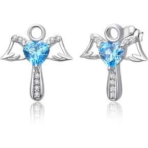 Dreamboat Angel Wing Earrings Sterling Silver Wing Stud December Birthstone Jewelry for Women