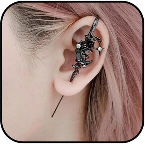 1PC Moon Needle Earrings for Women Myth of The Moon Ear Hook Needle Piercing Earring Statement Sword Ear Crawler Earrings Rhinestone Needle Piercing Earrings Punk Gothic Jewelry Earrings