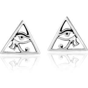 AeraVida Enchanted Eye of Horus in a Pyramid of .925 Sterling Silver Stud Earrings | Casual Sterling Silver Stud Earring for Women | Jewelry Gift