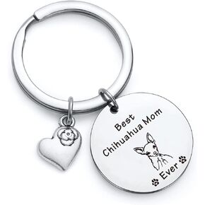 TzrNhm Blossom Chihuahua Mom Jewelry Chihuahua owner Gift Chihuahua Lover Gift Chihuahua Dog Keychain Dog Person Gift