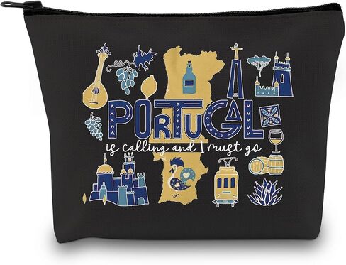 Portugal Vacation Travel Gift Portugal Bachelorette Party Gift Portugal Is Calling I Must Go Travel Makeup Bag (Must Go Portugal Bag) in Kuwait
