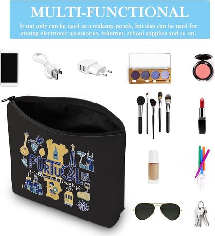 Portugal Vacation Travel Gift Portugal Bachelorette Party Gift Portugal Is Calling I Must Go Travel Makeup Bag (Must Go Portugal Bag) in Kuwait
