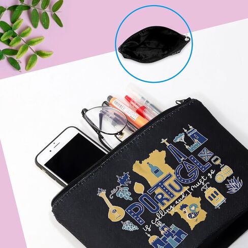 Portugal Vacation Travel Gift Portugal Bachelorette Party Gift Portugal Is Calling I Must Go Travel Makeup Bag (Must Go Portugal Bag) in Kuwait