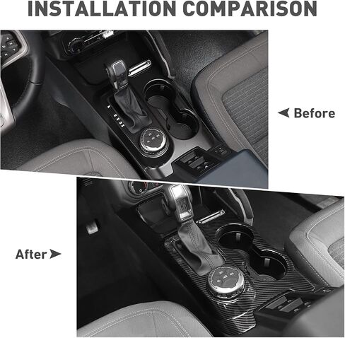 Carbon Fiber Black Center Console Gear Shift Cover Cup Holder Trim Center Console Gear Shifter Panel Cover Compatible with Ford Bronco Interior Accessories 2021 2022+ in Saudi Arabia