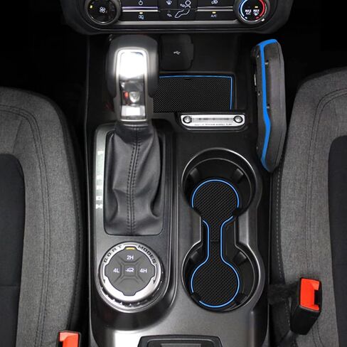 حصيرة Auovo المضادة للغبار متوافقة مع ملحقات Ford Bronco 2021 2022 2023 2024 بساط لوحة القيادة حامل الأكواب بطانات باب وحدة التحكم المركزية (ناقل حركة أوتوماتيكي) (زخرفة رمادية، 4 أبواب) in Kuwait