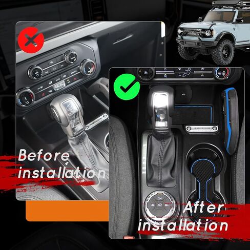 حصيرة Auovo المضادة للغبار متوافقة مع ملحقات Ford Bronco 2021 2022 2023 2024 بساط لوحة القيادة حامل الأكواب بطانات باب وحدة التحكم المركزية (ناقل حركة أوتوماتيكي) (زخرفة رمادية، 4 أبواب) in Kuwait