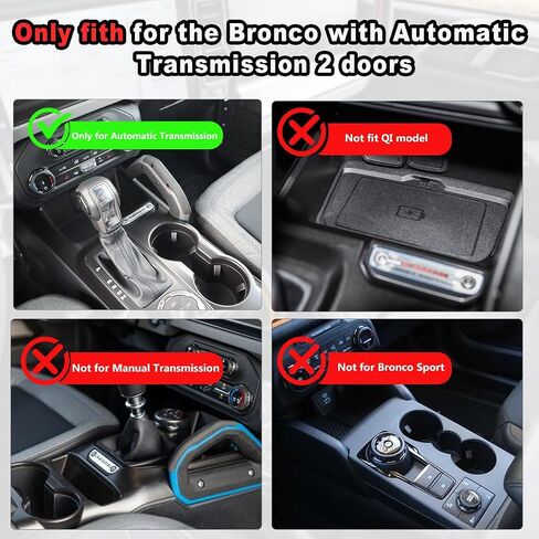 حصيرة Auovo المضادة للغبار متوافقة مع ملحقات Ford Bronco 2021 2022 2023 2024 بساط لوحة القيادة حامل الأكواب بطانات باب وحدة التحكم المركزية (ناقل حركة أوتوماتيكي) (زخرفة رمادية، 4 أبواب) in Kuwait