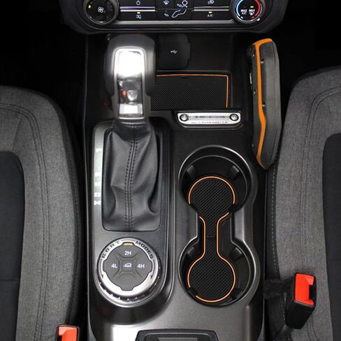 حصيرة Auovo المضادة للغبار متوافقة مع ملحقات Ford Bronco 2021 2022 2023 2024 بساط لوحة القيادة حامل الأكواب بطانات باب وحدة التحكم المركزية (ناقل حركة أوتوماتيكي) (زخرفة رمادية، 4 أبواب) in Kuwait
