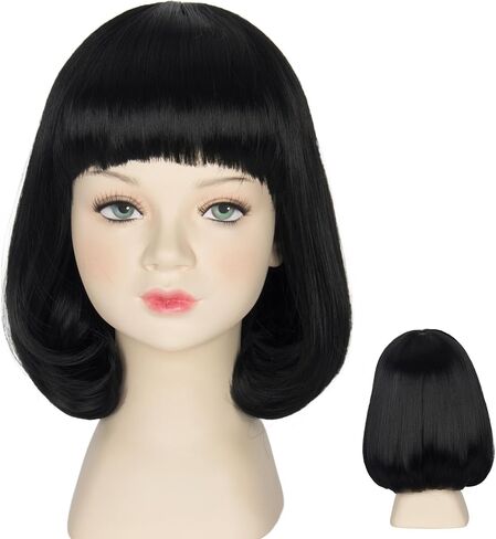 Miss U Hair Men Unisex Black Short Bob Wig with Full Bangs Halloween Costume Cosplay Funny Wigs in Saudi Arabia