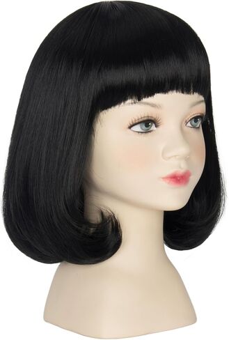 Miss U Hair Men Unisex Black Short Bob Wig with Full Bangs Halloween Costume Cosplay Funny Wigs in Saudi Arabia