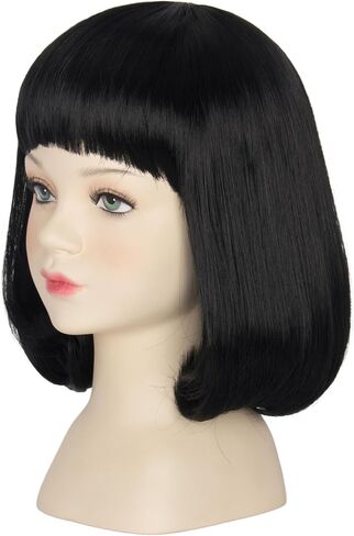 Miss U Hair Men Unisex Black Short Bob Wig with Full Bangs Halloween Costume Cosplay Funny Wigs in Saudi Arabia
