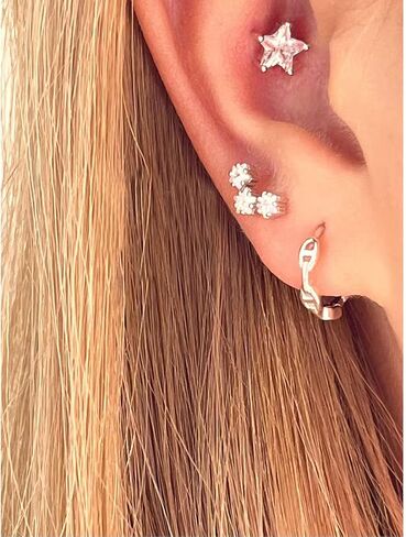 Cartilage Earring Conch Piercing Jewelry Helix Earrings Tragus Earrings for Women 925 Sterling Silver CZ Gold Screw Back Stud Earrings for Women 20 Gauge in Saudi Arabia