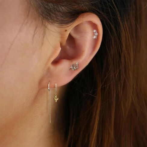 Cartilage Earring Conch Piercing Jewelry Helix Earrings Tragus Earrings for Women 925 Sterling Silver CZ Gold Screw Back Stud Earrings for Women 20 Gauge in Saudi Arabia