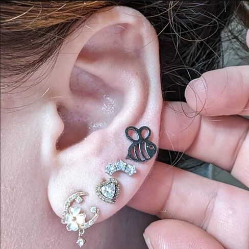 Cartilage Earring Conch Piercing Jewelry Helix Earrings Tragus Earrings for Women 925 Sterling Silver CZ Gold Screw Back Stud Earrings for Women 20 Gauge in Saudi Arabia