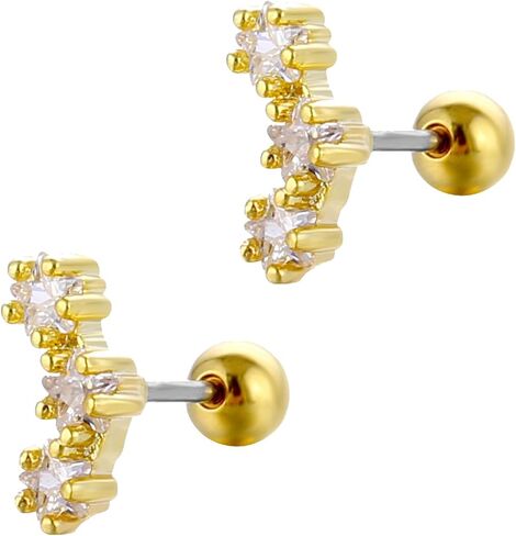 Cartilage Earring Conch Piercing Jewelry Helix Earrings Tragus Earrings for Women 925 Sterling Silver CZ Gold Screw Back Stud Earrings for Women 20 Gauge in Saudi Arabia
