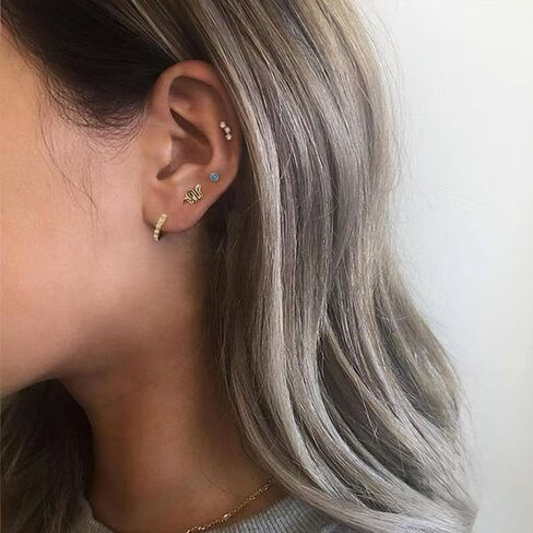 Cartilage Earring Conch Piercing Jewelry Helix Earrings Tragus Earrings for Women 925 Sterling Silver CZ Gold Screw Back Stud Earrings for Women 20 Gauge in Saudi Arabia