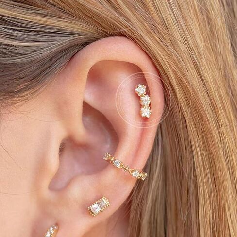 Cartilage Earring Conch Piercing Jewelry Helix Earrings Tragus Earrings for Women 925 Sterling Silver CZ Gold Screw Back Stud Earrings for Women 20 Gauge in Saudi Arabia