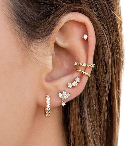 Cartilage Earring Conch Piercing Jewelry Helix Earrings Tragus Earrings for Women 925 Sterling Silver CZ Gold Screw Back Stud Earrings for Women 20 Gauge in Saudi Arabia