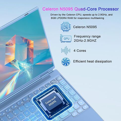 كمبيوتر محمول 14 بوصة Celeron N5095 يصل إلى 2.9 جيجا هرتز، كمبيوتر محمول Win 11 مع ملحق SSD 8+256 جيجا بايت 1 تيرابايت، دعم الكمبيوتر المحمول 5G WiFi 丨BT 4.2 丨مروحة تبريد 丨1920*1200丨واقي الماوس ولوحة المفاتيح - وردي in Saudi Arabia