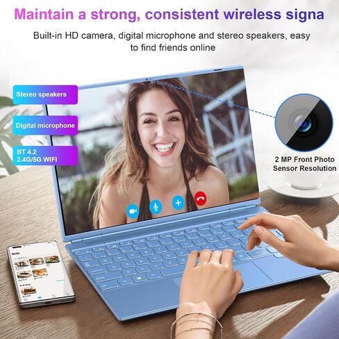 كمبيوتر محمول 14 بوصة Celeron N5095 يصل إلى 2.9 جيجا هرتز، كمبيوتر محمول Win 11 مع ملحق SSD 8+256 جيجا بايت 1 تيرابايت، دعم الكمبيوتر المحمول 5G WiFi 丨BT 4.2 丨مروحة تبريد 丨1920*1200丨واقي الماوس ولوحة المفاتيح - وردي in Saudi Arabia