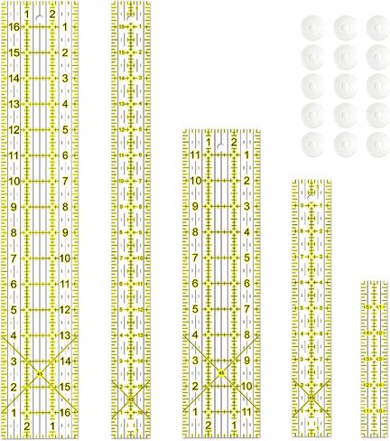 Sewing Ruler,5 Piece Quilting Rulers,3 x17 Inch,1.5 x17 Inch,3 x12 Inch,1.5 x10 Inch,1 x6 Inch,Acrylic Ruler,Cutting Ruler with Non-Slip Rings in Saudi Arabia