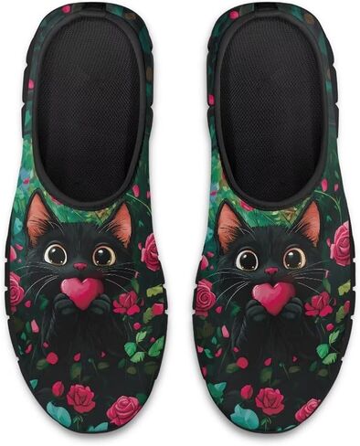 Flowers Casual House Shoes Breathable Mesh Sneakers for Women Comfort Soft Anti-Slip Shock Absorption EVA Sole Hiking Shoes for Outdoor Size 5.5-11.5 Black Sole in Saudi Arabia