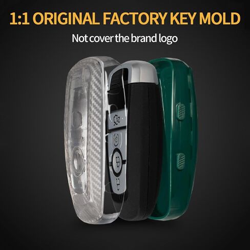 TANGSEN Key Fob Case غطاء TPU متوافق مع Ford Edge Focus ST ECOSPORT Expedition Explorer Fusion Mustang Ranger شفاف من ألياف الكربون الملمس 3 4 5 زر غطاء مفتاح واقٍ in Kuwait