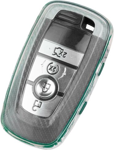 TANGSEN Key Fob Case غطاء TPU متوافق مع Ford Edge Focus ST ECOSPORT Expedition Explorer Fusion Mustang Ranger شفاف من ألياف الكربون الملمس 3 4 5 زر غطاء مفتاح واقٍ in Kuwait