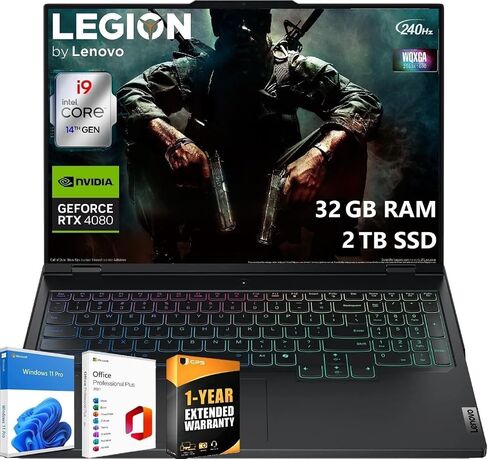 Lenovo Legion Pro 7i Gen 9 Gaming Laptop - 16" 240Hz WQXGA, Intel i9-14900HX, RTX 4080, 64GB DDR5 RAM, 4TB SSD (2x2TB), 1-Year Extended CPS Warranty, Windows 11 Pro, Lifetime Microsoft Office in Saudi Arabia