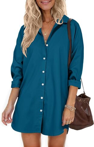 HOTOUCH Women Oversized Button Down Shirts Boyfriend Long Sleeve Blouse Collared Tops in Saudi Arabia