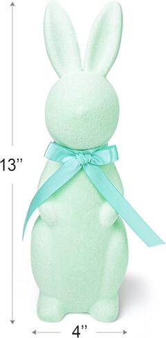 Easter Decorations - Green Flocked Easter Bunny Decor - Spring Tables Decoration Centerpieces Indoor - Easter Decorating Bunnies for Home Party (Medium) in Saudi Arabia