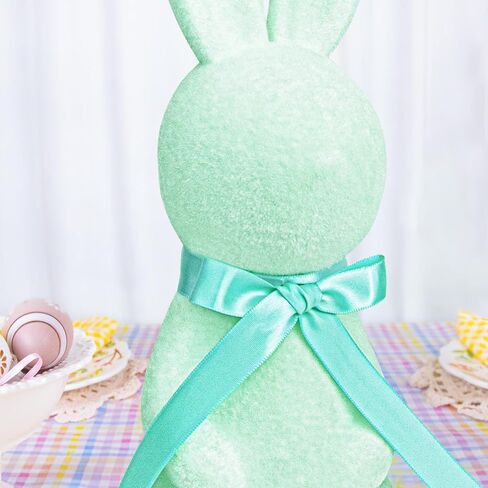 Easter Decorations - Green Flocked Easter Bunny Decor - Spring Tables Decoration Centerpieces Indoor - Easter Decorating Bunnies for Home Party (Medium) in Saudi Arabia