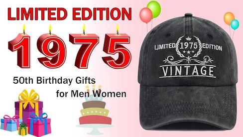 Goyklrb Limited Edition 1975 Baseball Hats for Men Women, Adjustable Cotton Embroidered 50th Birthday Baseball Cap in Saudi Arabia