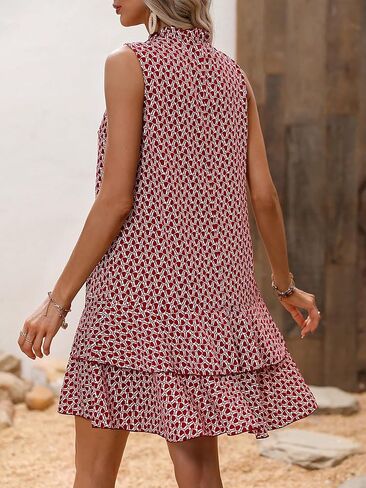 SweatyRocks Women's Print Casual Smock Dress Tiered Ruffle Hem Dress in Saudi Arabia