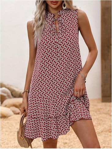 SweatyRocks Women's Print Casual Smock Dress Tiered Ruffle Hem Dress in Saudi Arabia