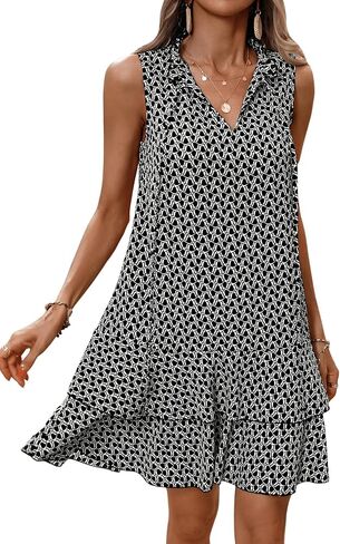 SweatyRocks Women's Print Casual Smock Dress Tiered Ruffle Hem Dress in Saudi Arabia