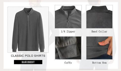 Men's Quarter Zip Up Pullover Fleece Long Sleeve Shirts Classic Polo Sweater Thermal 1/4 Zip Mock Neck Pullover Coat in Saudi Arabia