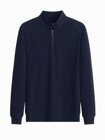 Men's Quarter Zip Up Pullover Fleece Long Sleeve Shirts Classic Polo Sweater Thermal 1/4 Zip Mock Neck Pullover Coat in Saudi Arabia