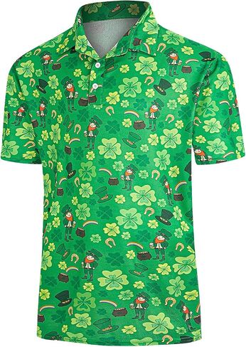 Yoimira Funny Golf Shirts for Men Short Sleeve, Hawaiian Men Polo Shirt Moisture Wicking Quick Dry Fit Print Casual in Saudi Arabia