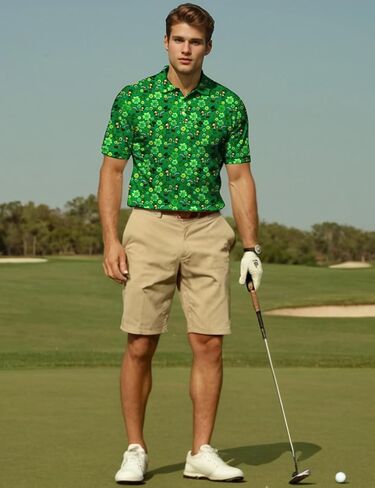 Yoimira Funny Golf Shirts for Men Short Sleeve, Hawaiian Men Polo Shirt Moisture Wicking Quick Dry Fit Print Casual in Saudi Arabia
