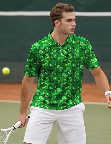 Yoimira Funny Golf Shirts for Men Short Sleeve, Hawaiian Men Polo Shirt Moisture Wicking Quick Dry Fit Print Casual in Saudi Arabia