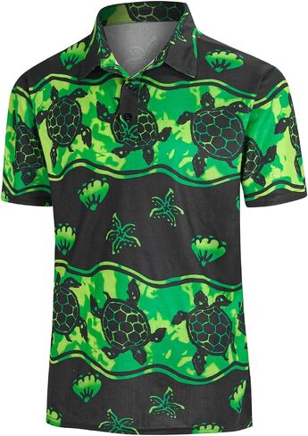 Yoimira Funny Golf Shirts for Men Short Sleeve, Hawaiian Men Polo Shirt Moisture Wicking Quick Dry Fit Print Casual in Saudi Arabia