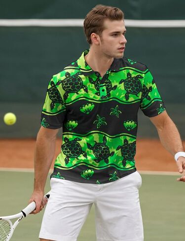 Yoimira Funny Golf Shirts for Men Short Sleeve, Hawaiian Men Polo Shirt Moisture Wicking Quick Dry Fit Print Casual in Saudi Arabia