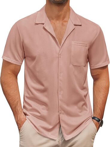 COOFANDY Mens Short Sleeve Dress Shirts Button Down Untucked Wrinkle Free Shirts Casual Summer Shirt with Pocket in Saudi Arabia