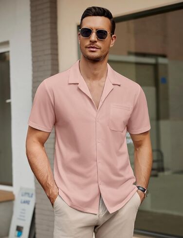 COOFANDY Mens Short Sleeve Dress Shirts Button Down Untucked Wrinkle Free Shirts Casual Summer Shirt with Pocket in Saudi Arabia