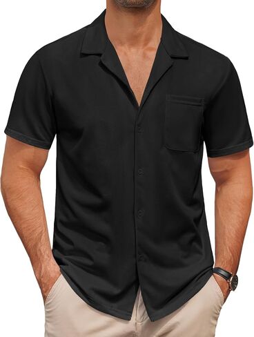 COOFANDY Mens Short Sleeve Dress Shirts Button Down Untucked Wrinkle Free Shirts Casual Summer Shirt with Pocket in Saudi Arabia