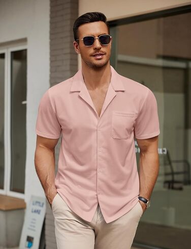COOFANDY Mens Short Sleeve Dress Shirts Button Down Untucked Wrinkle Free Shirts Casual Summer Shirt with Pocket in Saudi Arabia