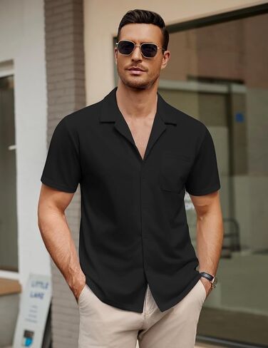 COOFANDY Mens Short Sleeve Dress Shirts Button Down Untucked Wrinkle Free Shirts Casual Summer Shirt with Pocket in Saudi Arabia