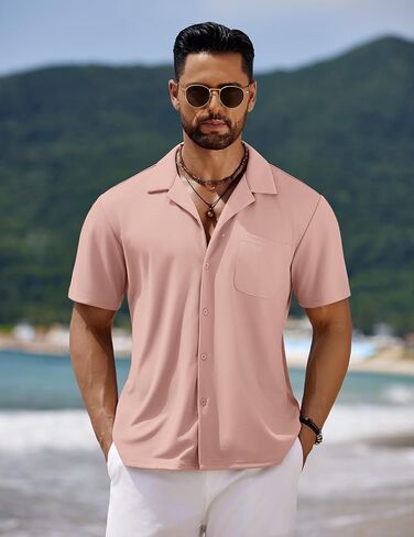 COOFANDY Mens Short Sleeve Dress Shirts Button Down Untucked Wrinkle Free Shirts Casual Summer Shirt with Pocket in Saudi Arabia