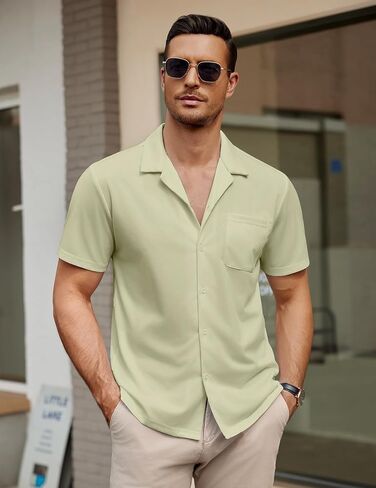 COOFANDY Mens Short Sleeve Dress Shirts Button Down Untucked Wrinkle Free Shirts Casual Summer Shirt with Pocket in Saudi Arabia